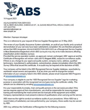 Inspections Companies Certification