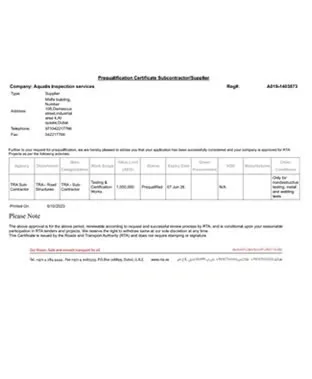 Inspections Companies Certification